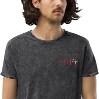 Denim Unisex T-shirt- Geborduurd (Feye heartbeat)