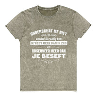 Denim Unisex T-shirt (Onderschat me niet)