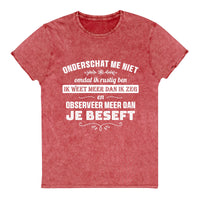 Denim Unisex T-shirt (Onderschat me niet)
