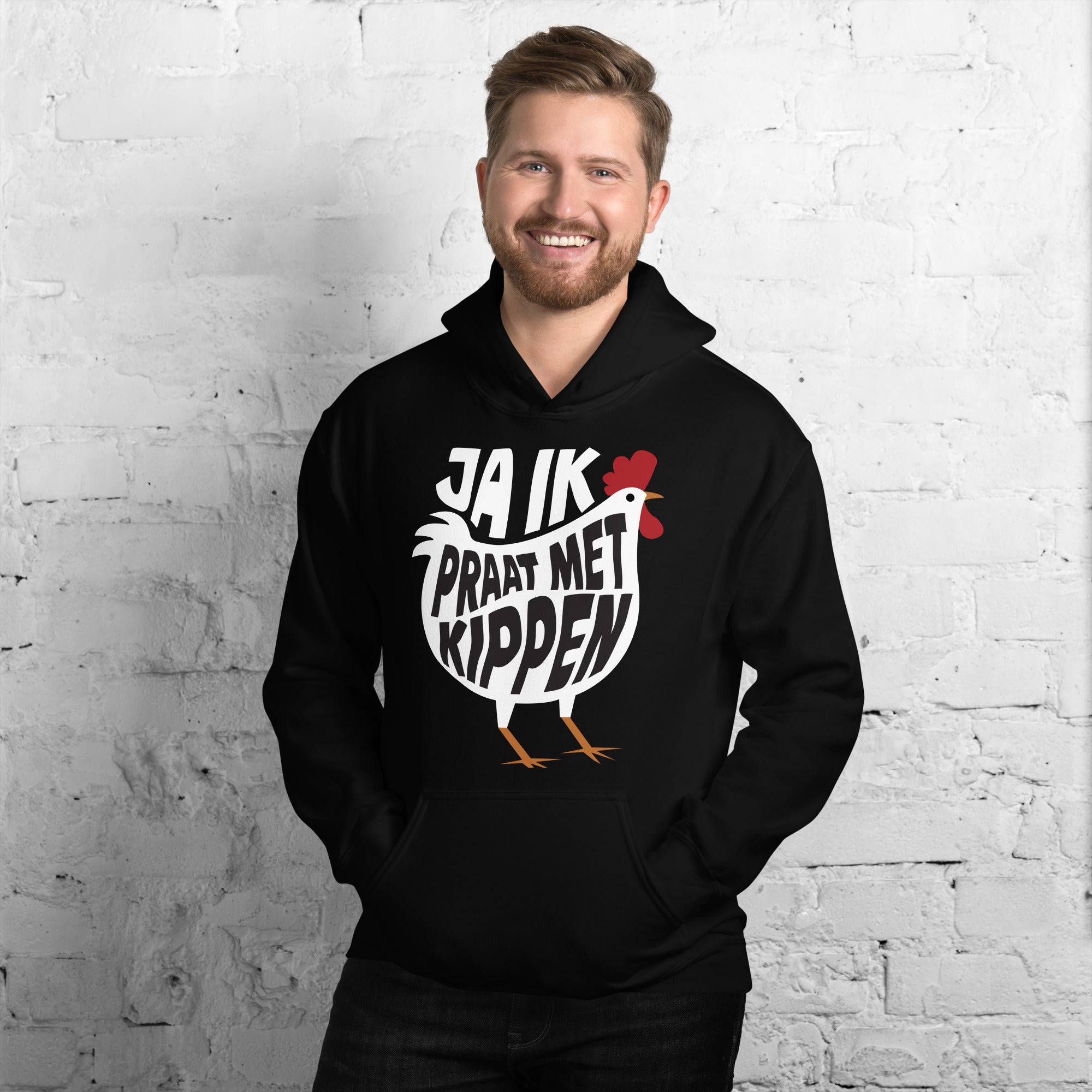 Unisex hoodie - (ja ik praat met kippen)