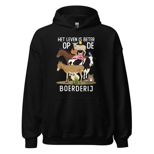 Unisex Hoodie (leven is beter op de boerderij)