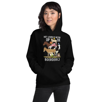 Unisex Hoodie (leven is beter op de boerderij)