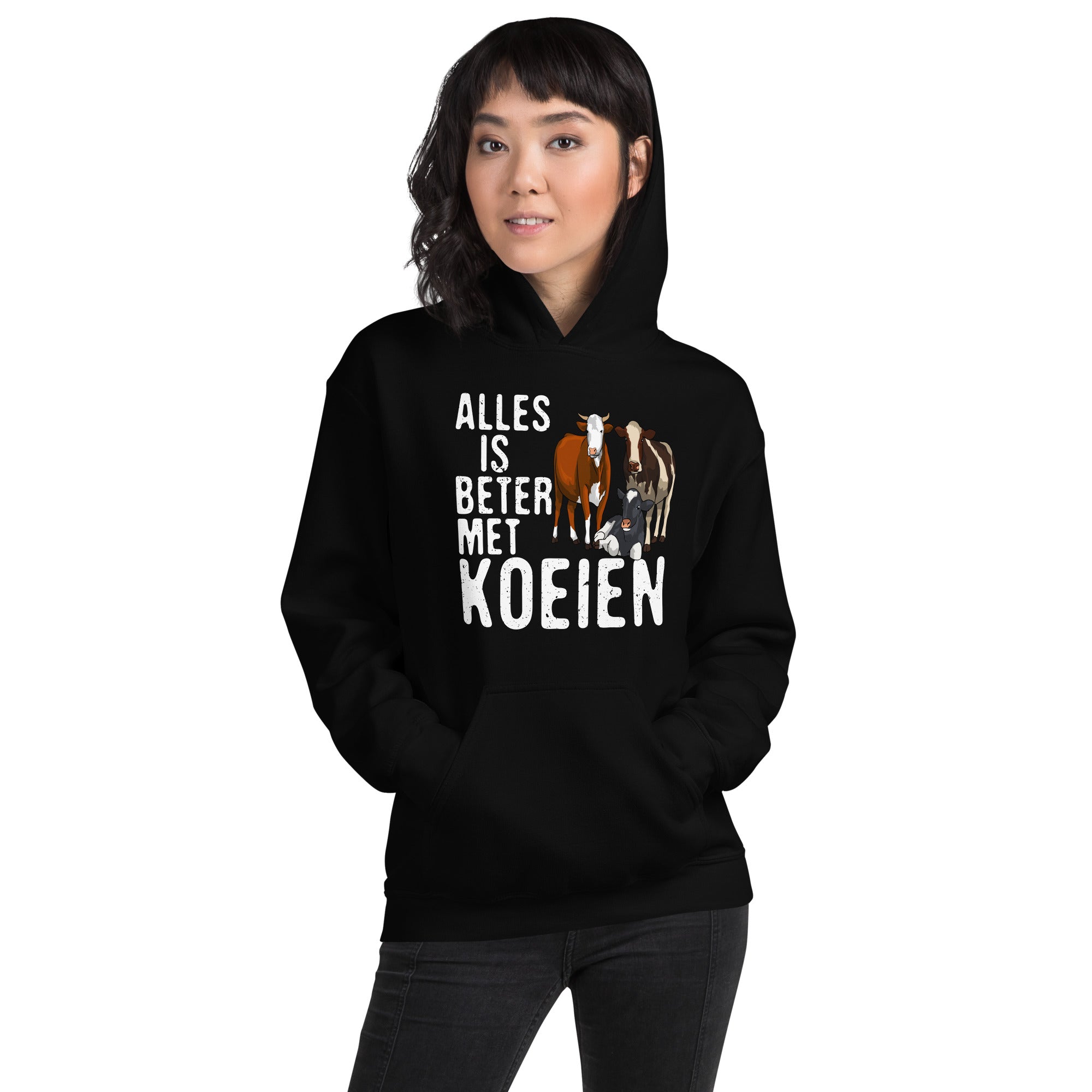 Unisex hoodie (Alles is beter met koeien)