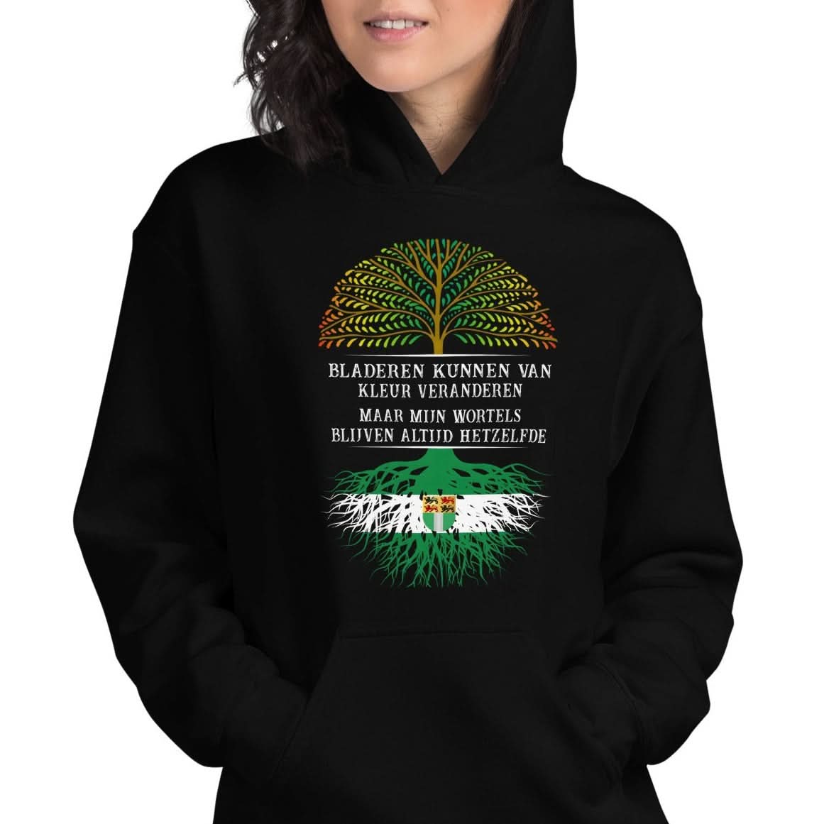 Unisex hoodie (Bladeren kunnen van kleur veranderen maar mijn wortels niet)