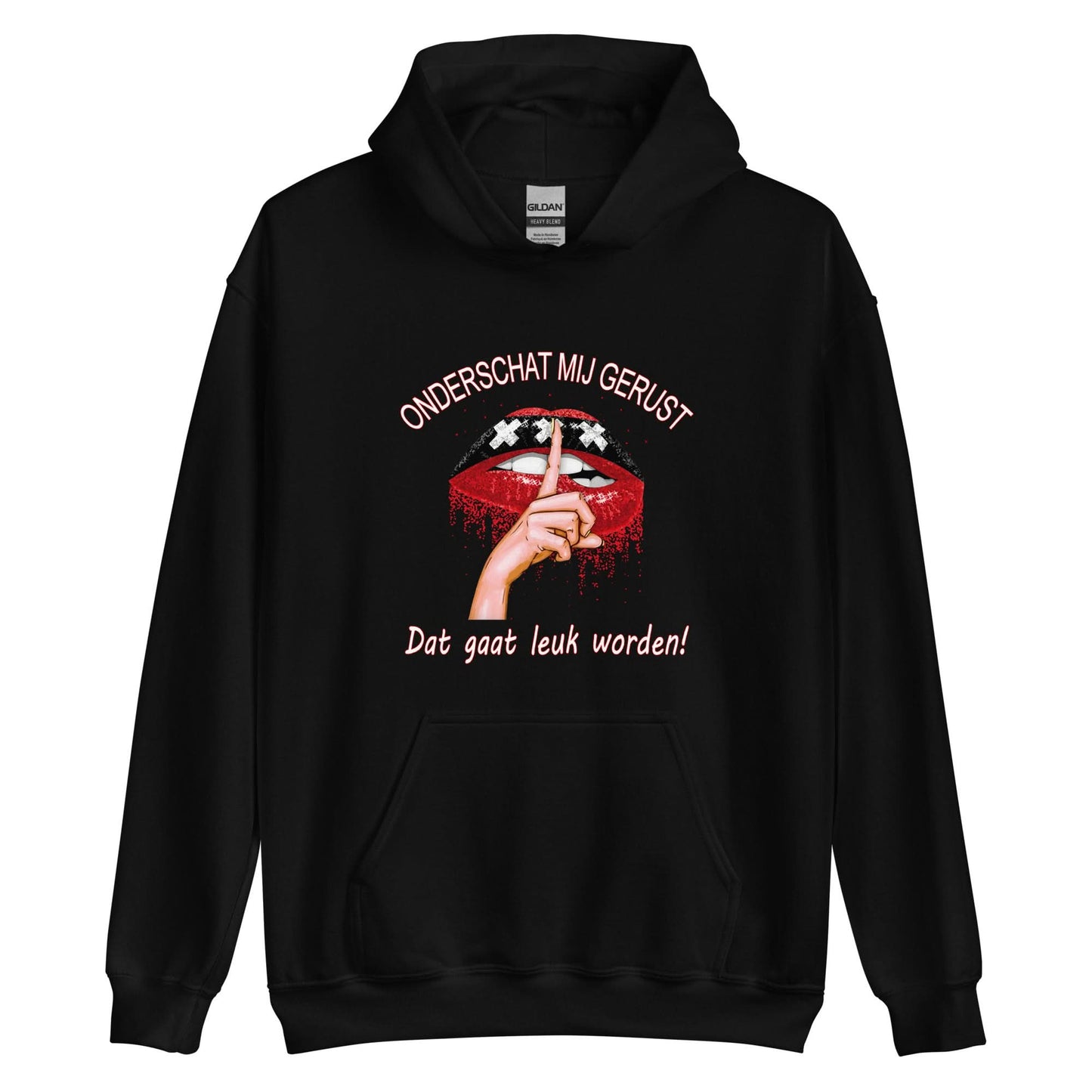 Unisex hoodie (Onderschat mij gerust)