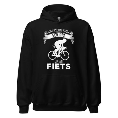 Unisex hoodie (Onderschat nooit een opa op een fiets)