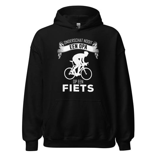 Unisex hoodie (Onderschat nooit een opa op een fiets)