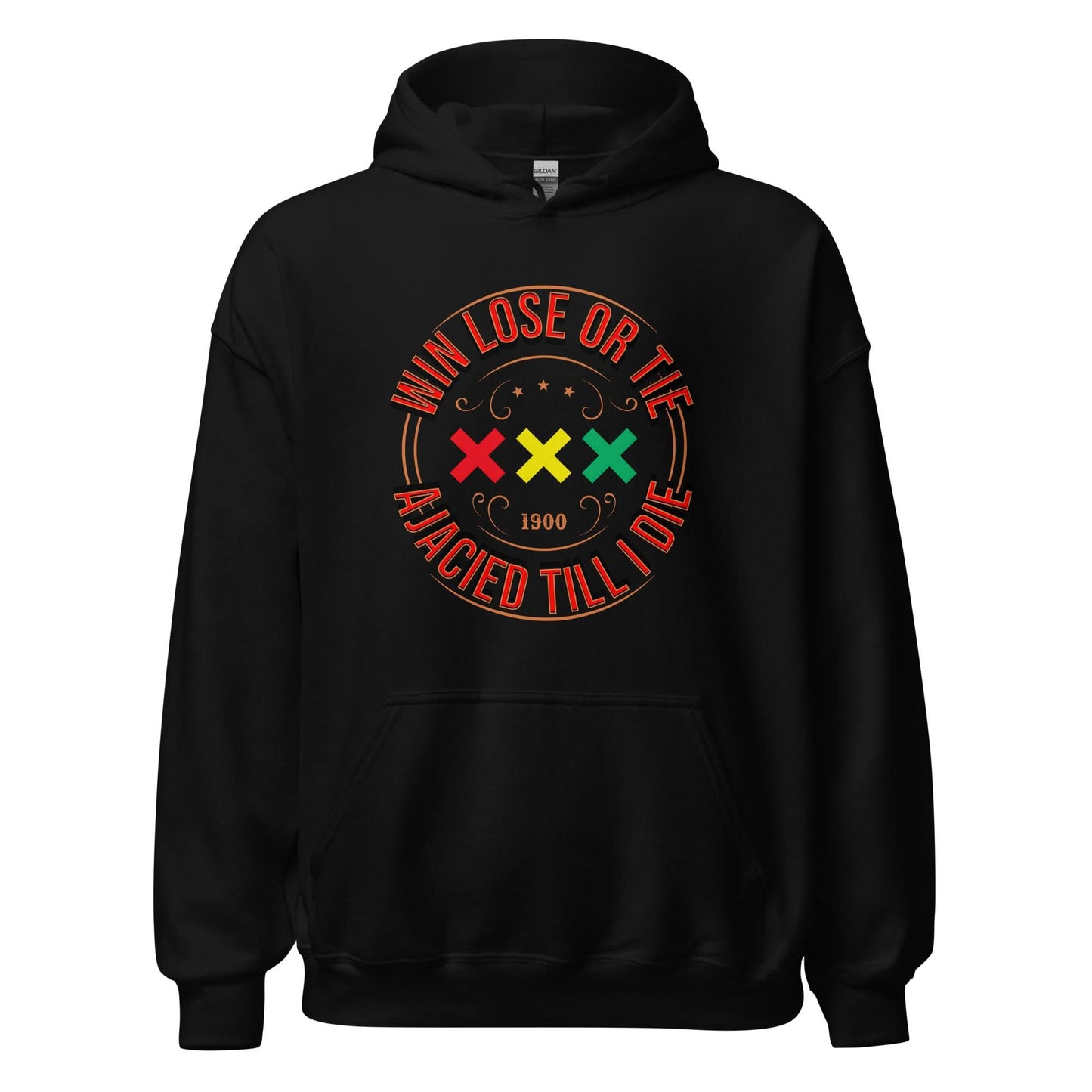 Unisex hoodie (Win, lose or tie ajacied till I die)