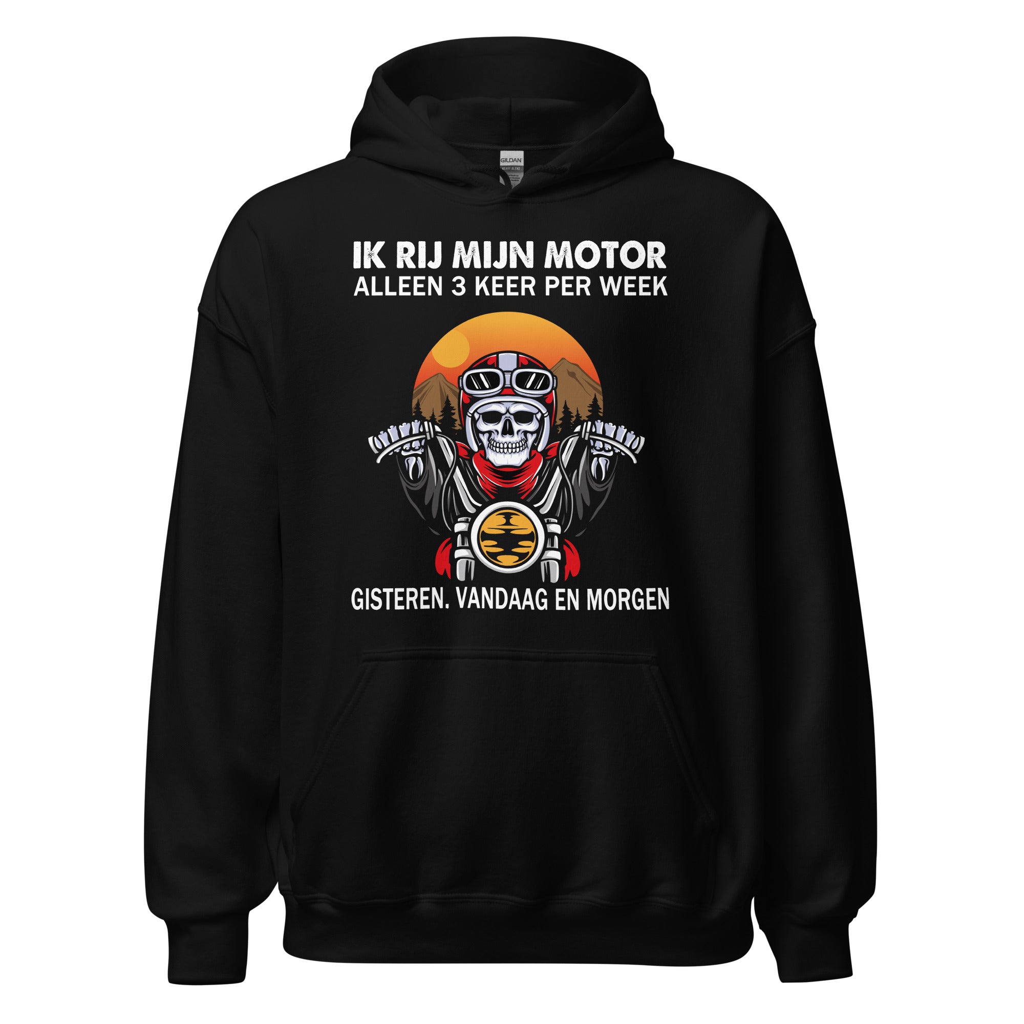 Unisex hoodie (Ik rij motor alleen 3 keer per week...)