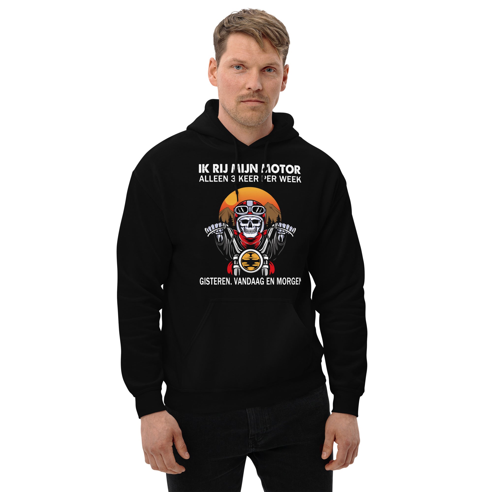 Unisex hoodie (Ik rij motor alleen 3 keer per week...)