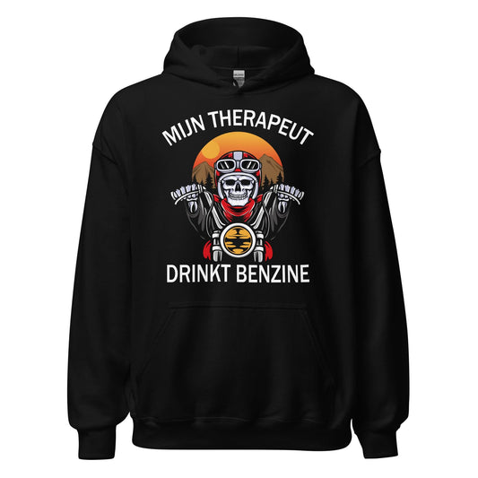 Unisex hoodie (Mijn therapeut drinkt benzine) Motorrijders<3