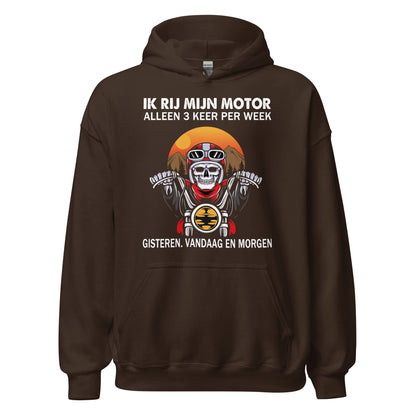 Unisex hoodie (Ik rij motor alleen 3 keer per week...)