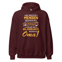 unisex hoodie ( belangrijkste noemen mij oma)