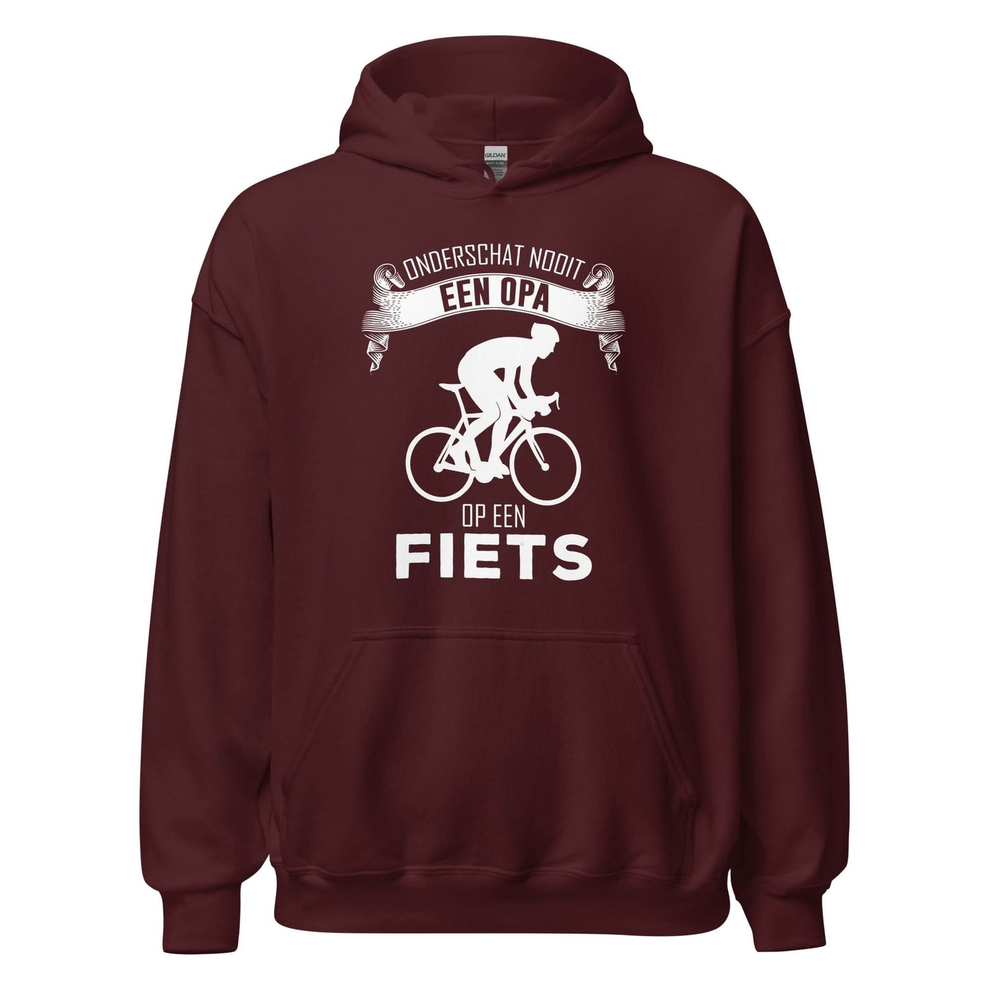 Unisex hoodie (Onderschat nooit een opa op een fiets)