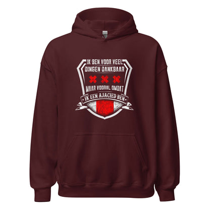 Unisex hoodie (Dankbaar om Ajacied te zijn)