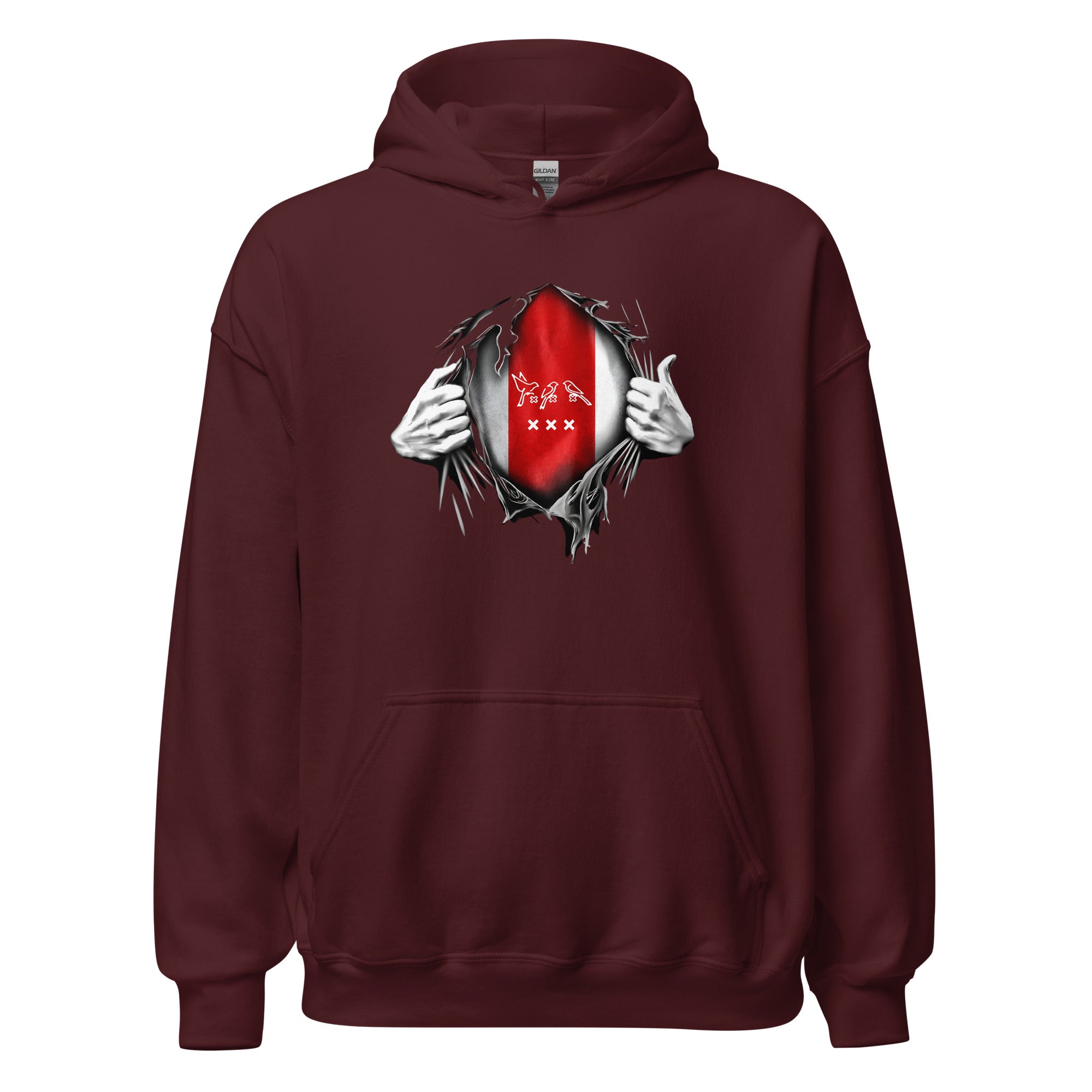 Unisex hoodie (Ajacied-vlag diep in het hart) Amsterdam