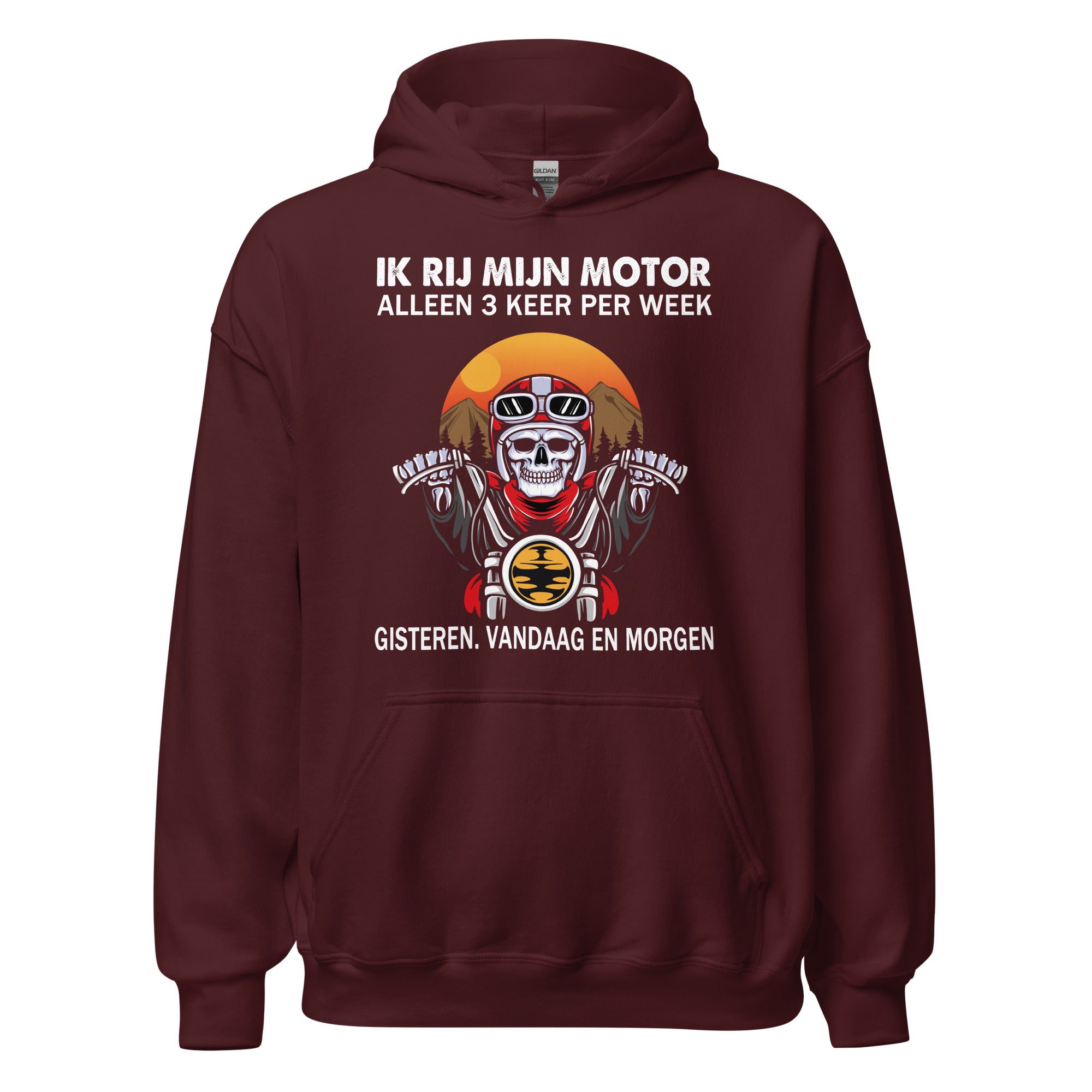 Unisex hoodie (Ik rij motor alleen 3 keer per week...)