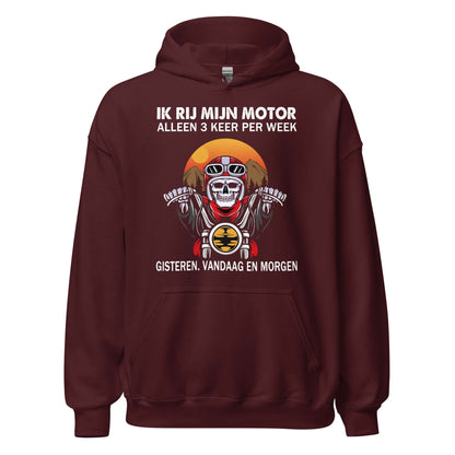 Unisex hoodie (Ik rij motor alleen 3 keer per week...)