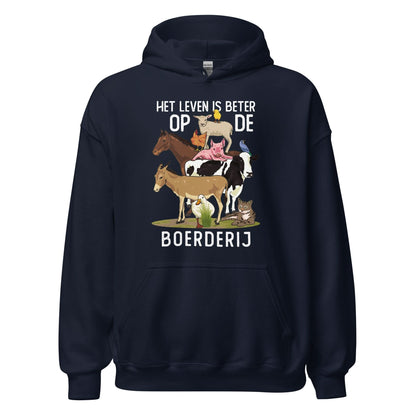 Unisex Hoodie (leven is beter op de boerderij)