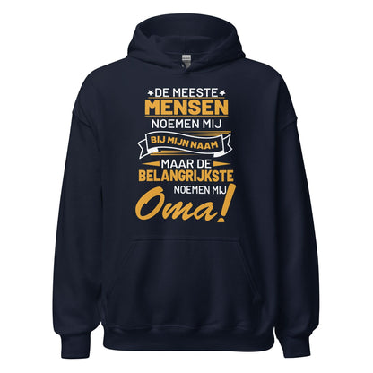 unisex hoodie ( belangrijkste noemen mij oma)
