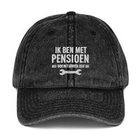 Premium Vintage pet van katoenen keperstof (Ik ben met pensioen! Doe het lekker zelf)
