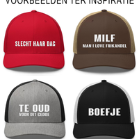 Geborduurde Truckerpet (Personaliseer jouw eigen pet! Vul een tekst in)