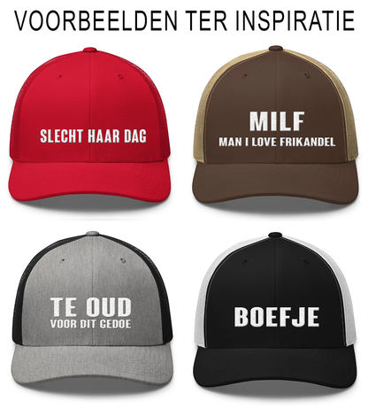 Geborduurde Truckerpet (Personaliseer jouw eigen pet! Vul een tekst in)